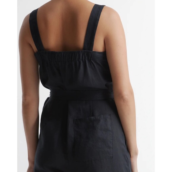 QUINCE Black 100% European Linen Square Neck Jumpsuit NWT Size Large - Picture 6 of 9